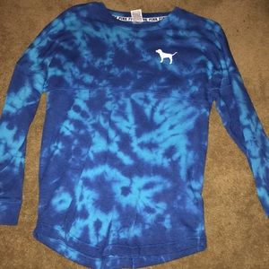 Blue Tie Dyed PINK long sweater